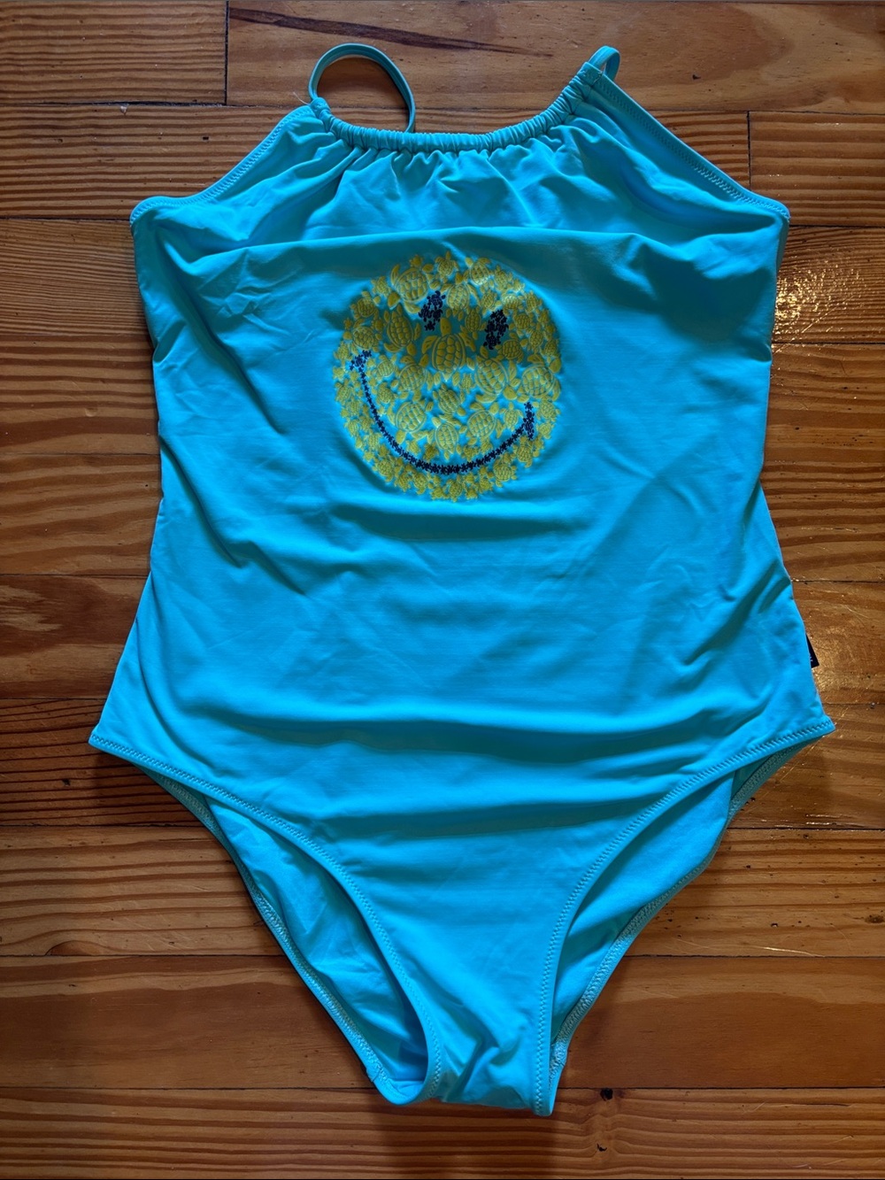 Vilebrequin Turquoise Girls' One-Piece Swimsuit with Yellow Smiley Floral